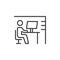 Workplace desk line icon, outline vector sign, linear style pictogram isolated on white. Symbol, logo illustration. Editable strok