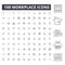 Workplace editable line icons, 100 vector set, collection. Workplace black outline illustrations, signs, symbols