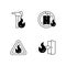 Workplace fire safety black linear icons set