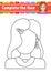 Worksheet complete the face. Coloring book for kids. Cheerful character. Vector illustration. Cute cartoon style. Pretty girl.