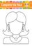 Worksheet complete the face. Coloring book for kids. Cheerful character. Vector illustration. Pretty girl. Cute cartoon style.