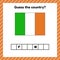 Worksheet on geography for preschool and school kids. Crossword. Ireland flag. Cuess the country