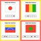 Worksheet on geography for preschool and school kids. Crossword. Venezuela, Guinea, Japan, Bangladesh flags. Cuess the