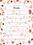 Worksheet template for planning, writing notes - autumn leaves.