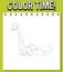 Worksheets template with color time! text and dinosaur