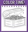 Worksheets template with color time! text and treasure outline