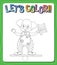 Worksheets template with letâ€™s color!! text and clown outline