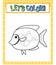 Worksheets template with letâ€™s color!! text and fish outline