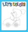 Worksheets template with letâ€™s color!! text and girl outline