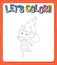 Worksheets template with letâ€™s color!! text and girl outline