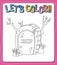 Worksheets template with letâ€™s color!! text and grave outline