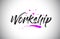 Workship Handwritten Word Font with Vibrant Violet Purple Stars and Confetti Vector