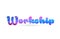 workship pink blue color word text logo icon