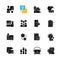 Workshop black glyph icons set on white space