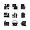 Workshop black glyph icons set on white space