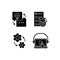 Workshop black glyph icons set on white space