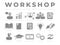 Workshop Icon Set. Presentation, Development, Networking, Teamwork, Guide, Literature, E-Book, Certificate, Ideas, Creativity,