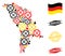Workshop Mosaic Moldova Map in German Flag Colors and Grunge Stamps