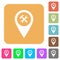 Workshop service GPS map location rounded square flat icons