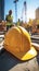 Worksite protection Safety helmet highlighted on a construction zone