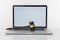 Workspace of lawyer with laptop blank white screen and law wooden gavel,legal book and brass scale of judge. lawyer and