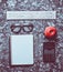 Workspace of a student engineer on a concrete surface. Loft style. Notepad, apple, calculator, pencil, glasses, ruler. Minimalism