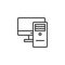 Workstation computer monitor line icon