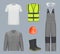 Workwear. Industry realistic uniform workers pants helmet boots and jacket industrial clothes with reflection light