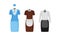 Workwear or Professional Staff Clothing with Stewardess and Waiter Outfit Front View Vector Set