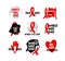 World Aids Day 1 December International day for global health. Vector label AIDS and Hiv illustration. Red ribbon icon