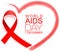 World AIDS day 1 December red loop ribbon symbol hope and support. Red heart shape