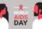 World AIDS day awareness red ribbon sign couple man woman profile portrait medical prevention poster horizontal flat