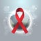 World AIDS day awareness red ribbon sign over world map international medical prevention poster flat