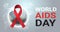 World AIDS day awareness red ribbon sign over world map international medical prevention poster flat horizontal