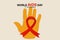 World AIDS day on December 1st Red Ribbon on the hands, the fight against AIDS sign