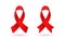 World AIDS day red ribbon icon. Vector 1 December HIV and AIDS awareness ribbon symbol or emblem logo badge white background for b