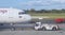 World of aircraft - Eurowings airplane at Faro airport is towed onto the tarmac