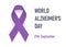 World Alzheimer day. Purple awareness ribbon. Isolated vector illustration