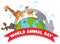 World Animal Day logo banner with wild animals standing on earth