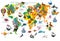 World animals plasticine colorful kids 3d map