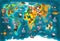 World animals plasticine colorful kids 3d map