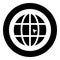 World with arrow world click concept website icon black color illustration in circle round