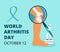 World arthritis day in October. Tiny doctors treat rheumatism, osteoarthritis. Healthcare flat concept vector