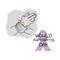 World Arthritis Day, Symbolic image of a person`s hands with joint pain, themed inscription and a purple ribbon