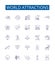 World attractions line icons signs set. Design collection of Sites, Destinations, Attractions, Monuments, Landmarks