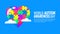 world autism awareness day banner horizontal on blue background