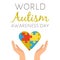 World autism awareness day with color heart from puzzle a vector poster.