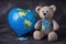 World Autism Awareness day, concept with teddy bear and puzzle . Generative AI