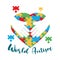 world autism awareness day hands with heart puzzles