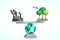 The world balancing industry and nature on a scale, 3D illustration